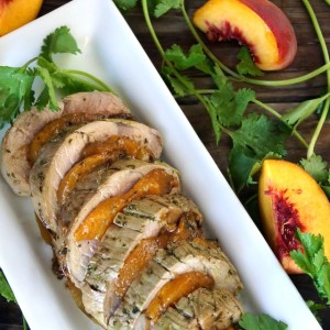 Cilantro Chimichurri Peach Roasted Pork Tenderloin