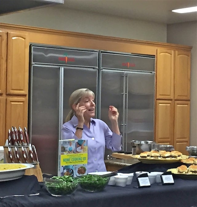 Sara Moulton doing a cooking demo