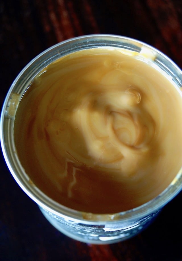 top view of a can of homemade dulce de leche