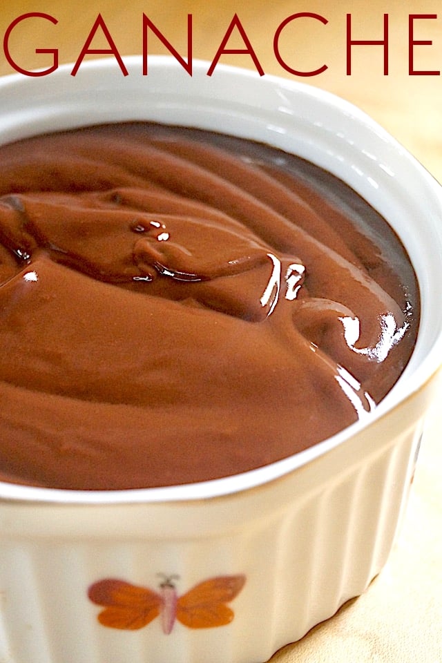 Ganache in a white ramekin