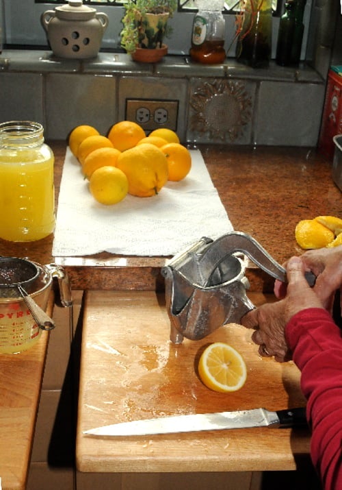 My Mom’s Meyer Lemonade Recipe being made in her beautiful kitchen