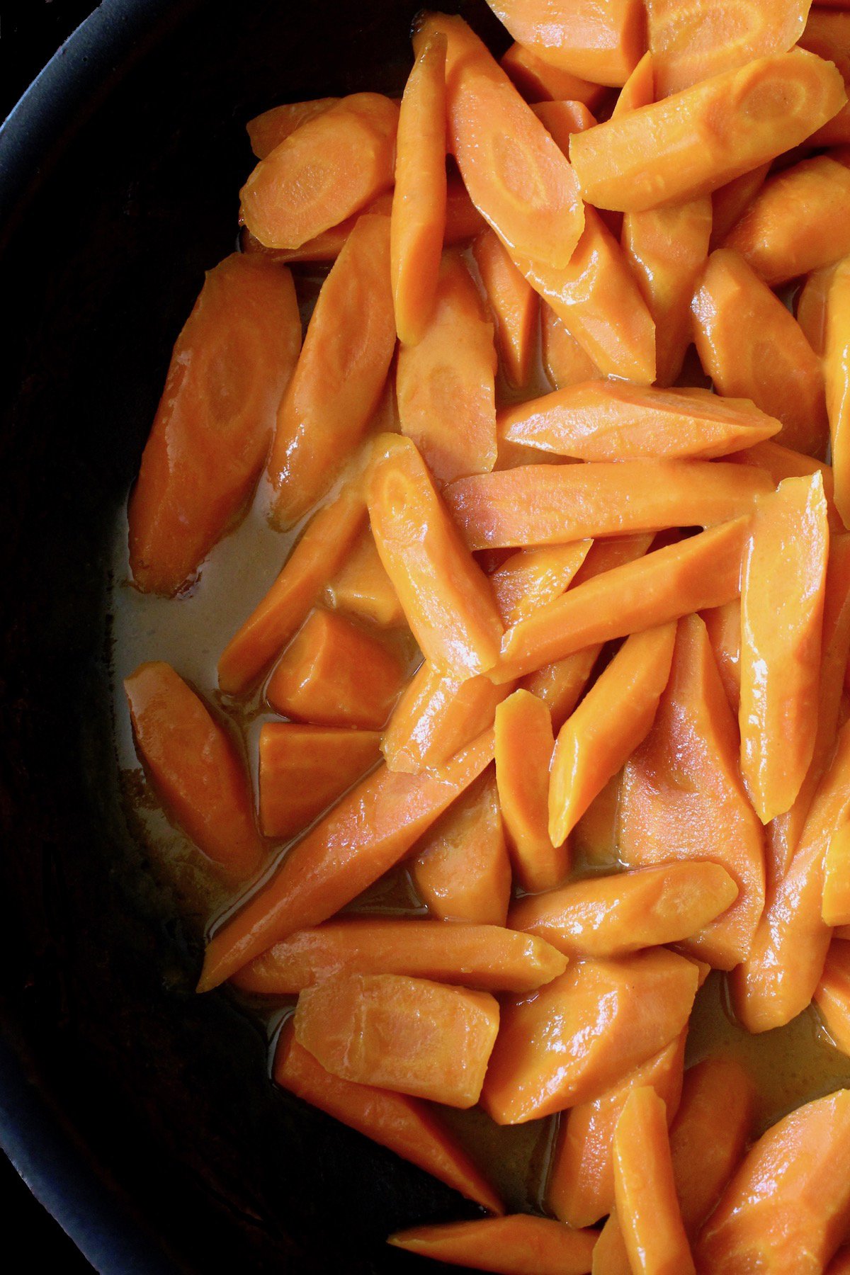 glazed carrots in saute pan