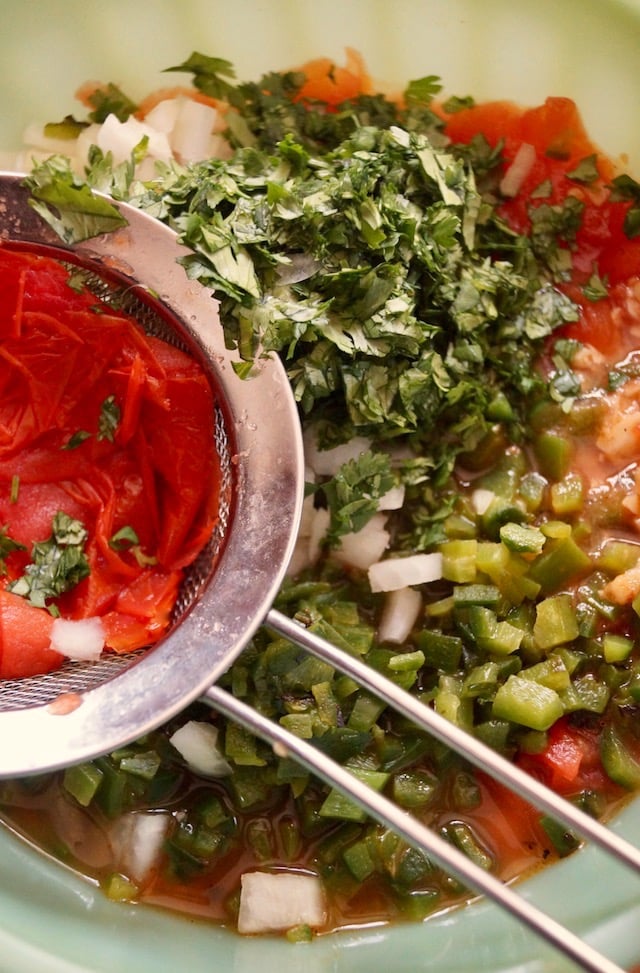 ingredients for roasted tomato poblano salsa