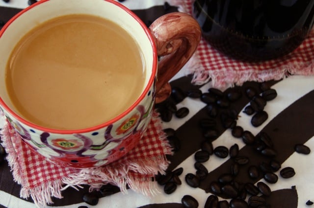 Coffee with cream in pretty mug