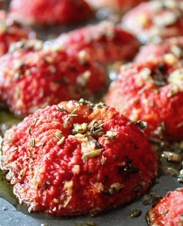 roasted tomato confit on sheet pan