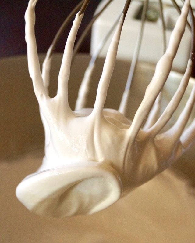 Swiss meringue on a whisk