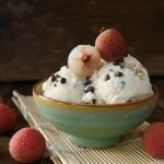 Lychee Chocolate Chip Ice Cream Recipe in a green bowl