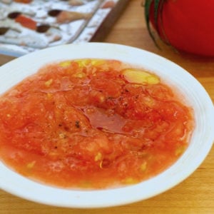 Sweet Breakfast Tomatoes in a white bowl.