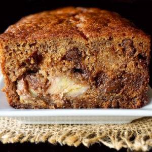 Close up of cross section of Gluten-Free Banana Chocolate Chip Cake