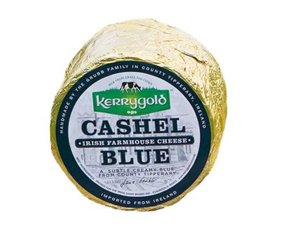 Large round package of Kerrygold Cashel Blue cheese