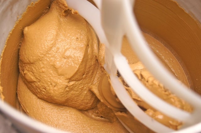 Close up of Kahlua Espresso Gelato in ice cream maker.