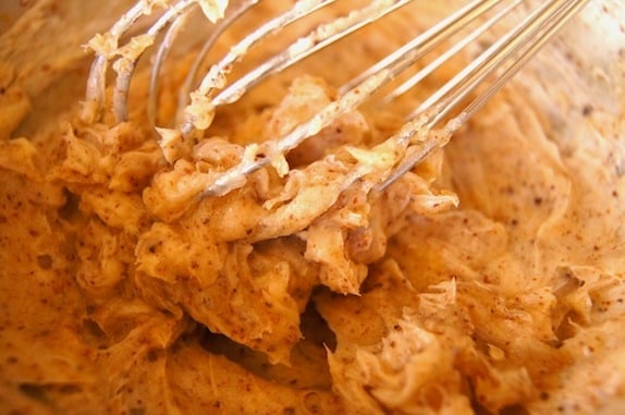 brown butter with whisk in bowl