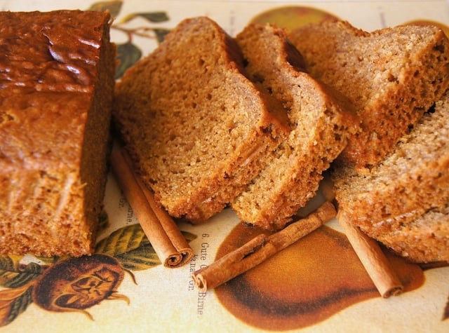 Sliced Organic Palm Sugar Bread with cinnamon sticks