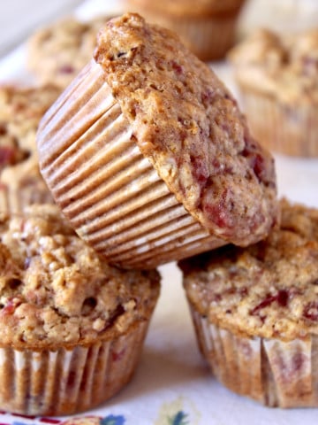 Three baked Cranberry sauce muffins.