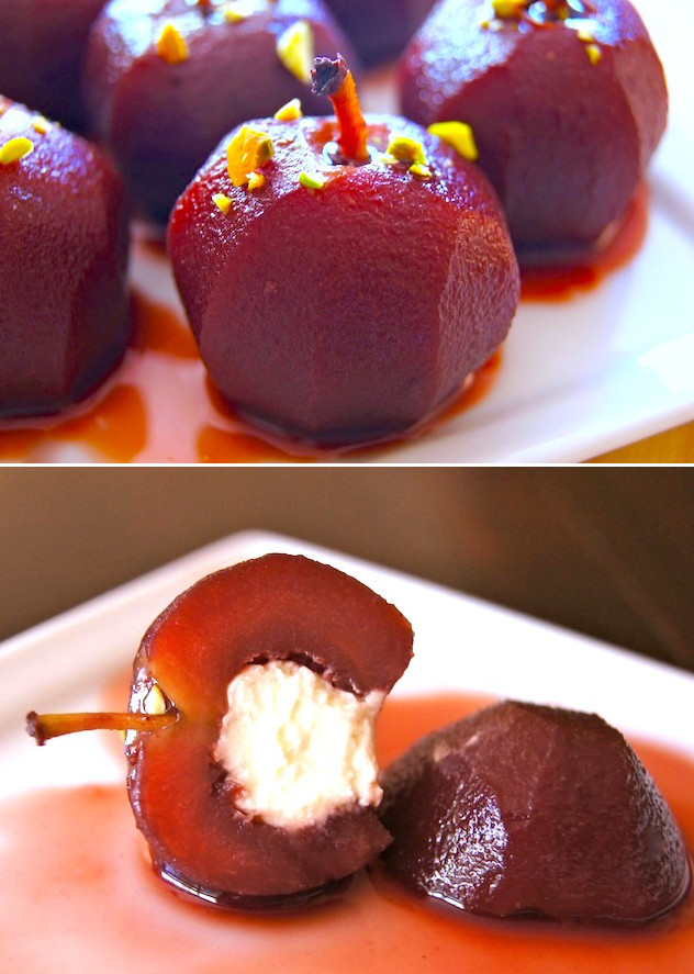 Red Wine Poached Crimson Gold Apples Cooking On The Weekends