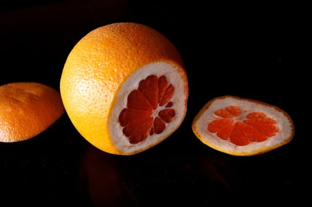 Grapefruit with top and bottoms sliced off