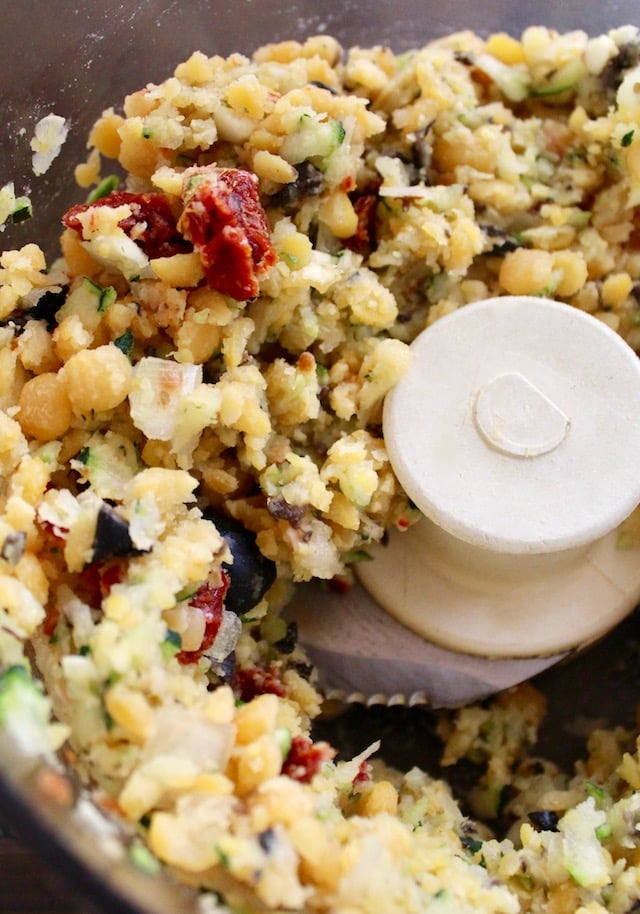 vegetable burger batter in food processor