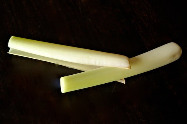 A couple pieces of a lemongrass stalk