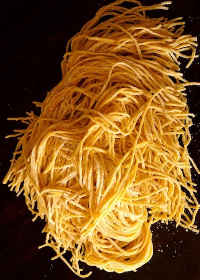 pile of fresh Chinese Noodles