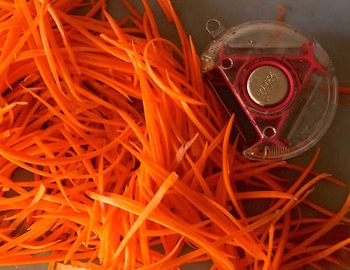 Pile of spiralized carrots 