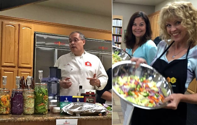 Chef Miller and food bloggers making kimchi