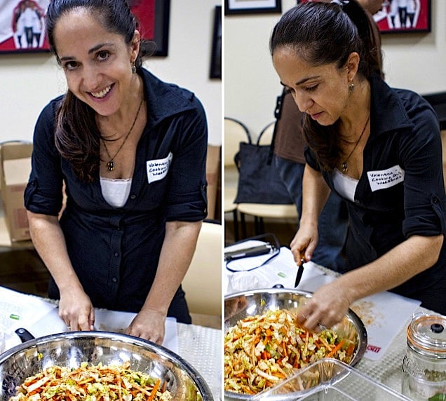 Valentina making kimchi