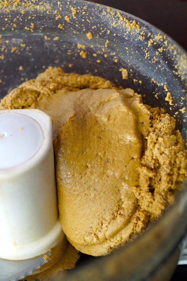 Pistachio paste/butter in food processor.