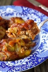 Stuffed Cabbage-Recipe with Caramelized Onion Tomato Sauce