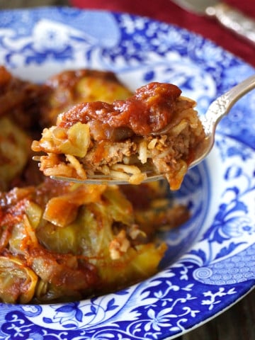 Stuffed Cabbage-Recipe with Caramelized Onion Tomato Sauce