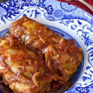 Stuffed Cabbage-Recipe with Caramelized Onion Tomato Sauce