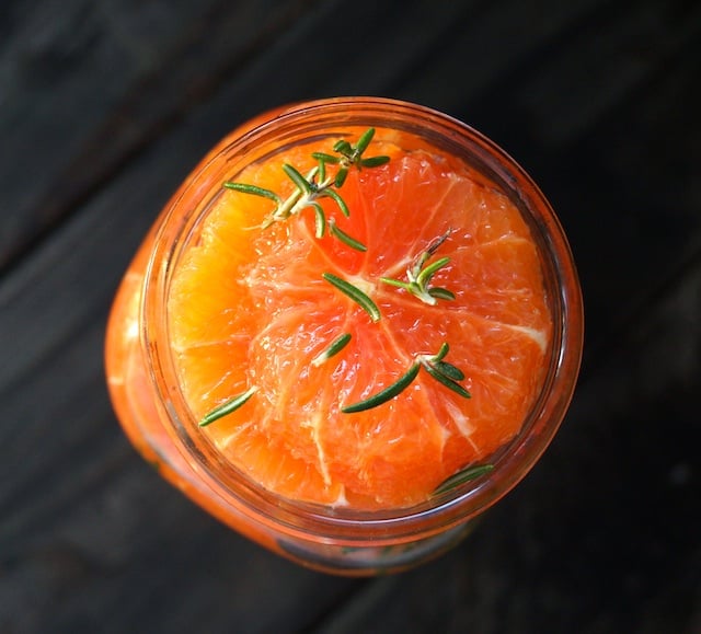 top view of Honey Mainated Oranges in a jar