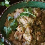 Puerco Con Salsa Verde Recipe -- Succulent pieces of juicy pork, coated with fresh, spicy Salsa Verde, this popular Mexican dish will have you licking your plate clean!