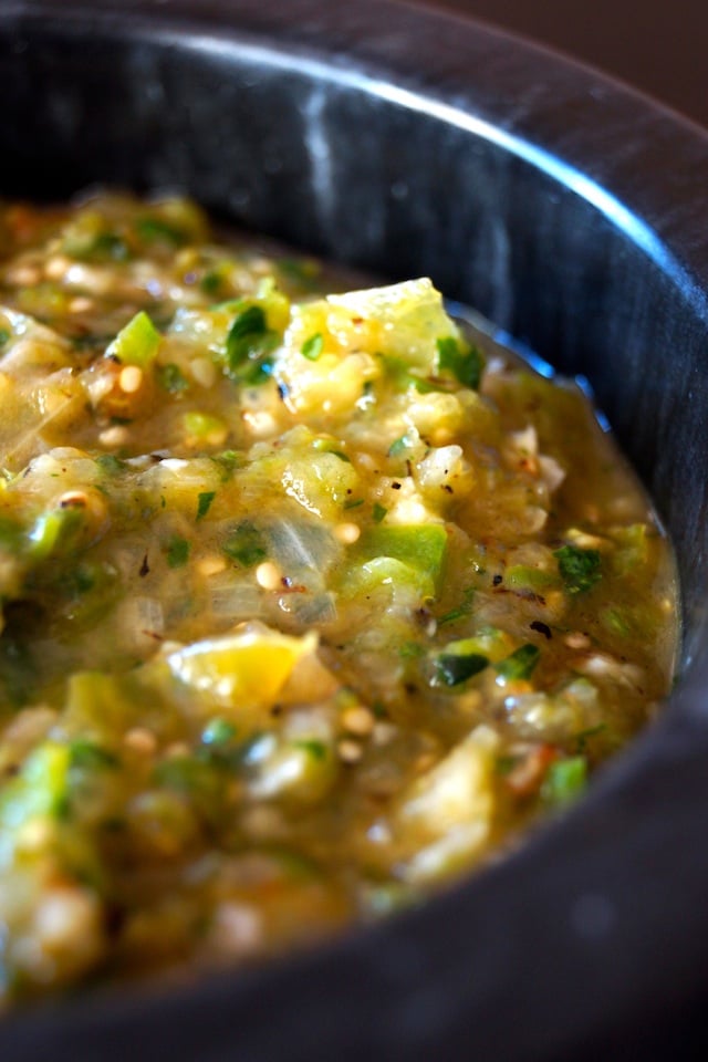 Salsa Verde in black bowl