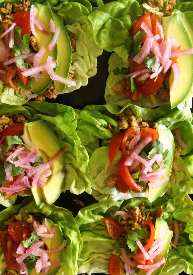 Top view of 6 Turkey Lettuce Tacos 