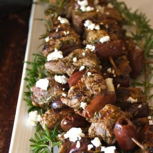 Rosemary Lamb Olive Kebabs -- These lamb kebabs are absolutely packed with flavor and are a fantastic new grilling recipe for the summer. They're quick, easy and over-the-top delicious!