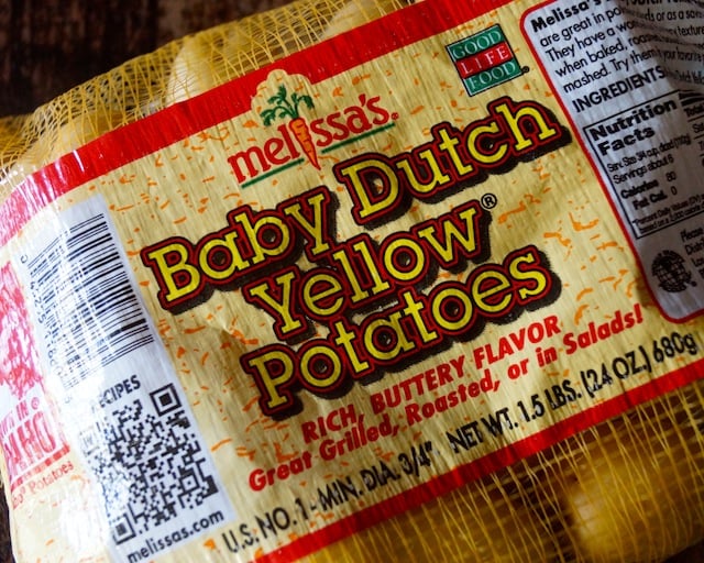 Melissa's Produce mesh bag of Baby Dutch Yellow Potatoes.