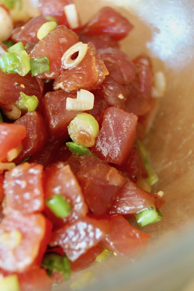 Spicy Poke mixed with green onion
