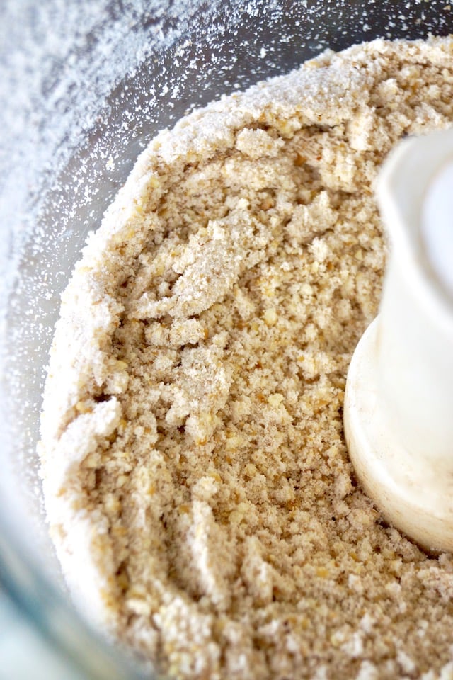 finely ground chestnuts in a food processor