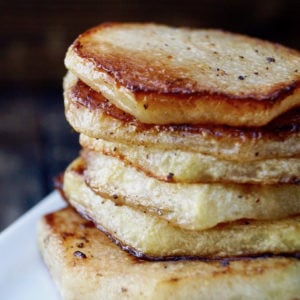 stack of roasted kohlrabi slices