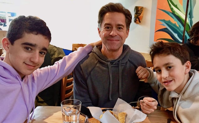 Valentina's husband and two boys at KAYNDAVES Restaurant.