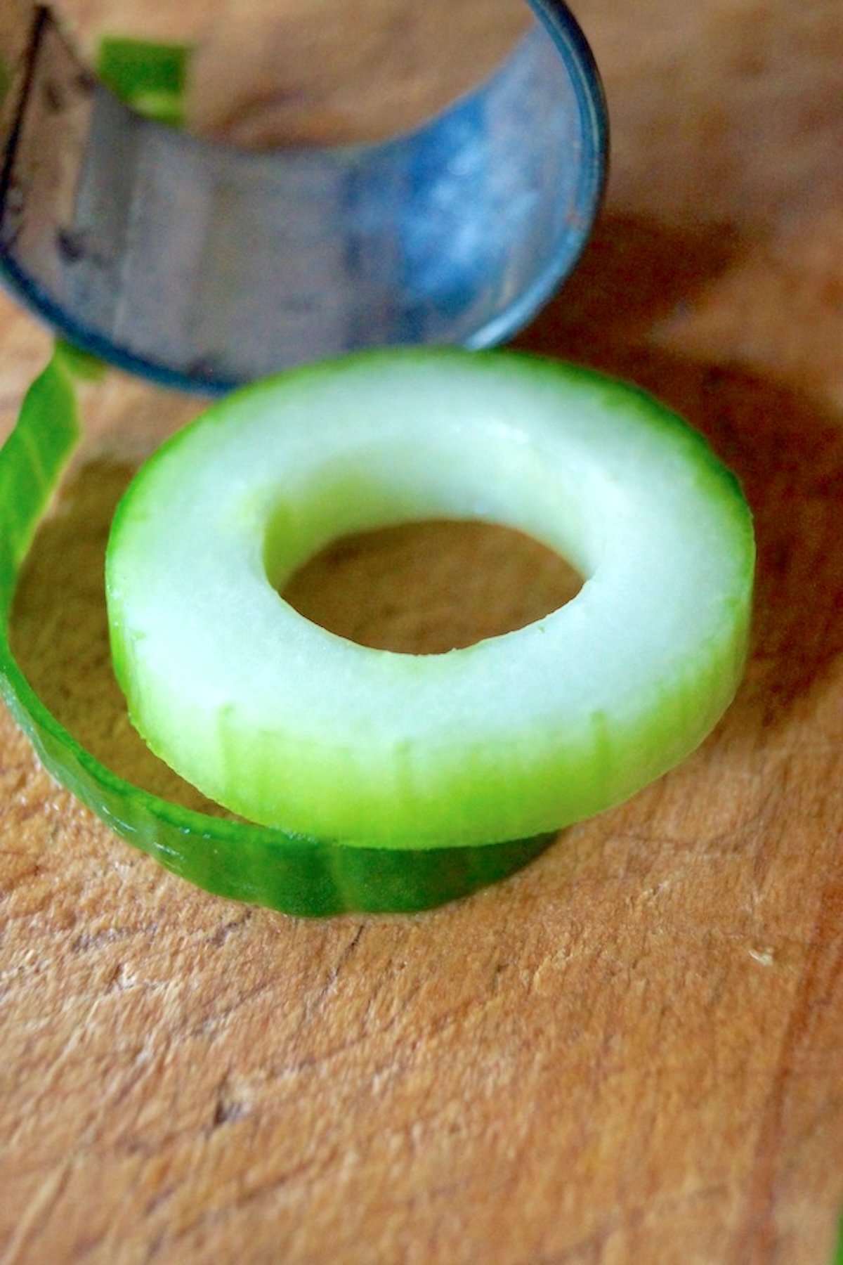 cucumber slice with the center and skin removed