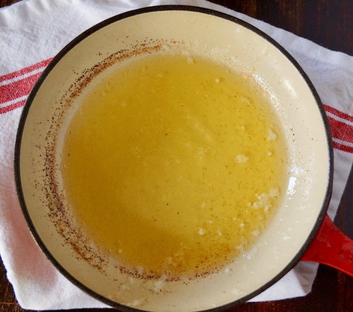 Saute pan of clarified butter.