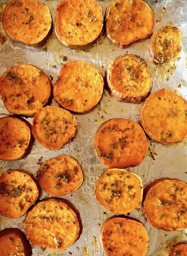 Baked Sweet Potato Slices with Rosemary Cooking On The Weekends
