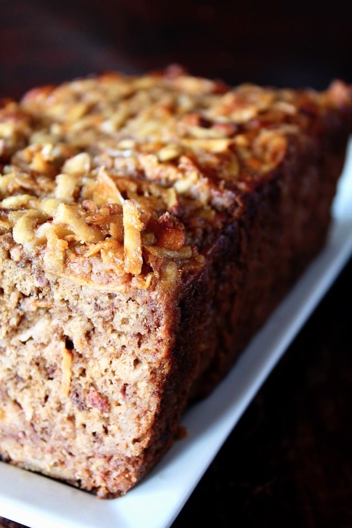 Cross section of an apple Persimmon loaf cake.
