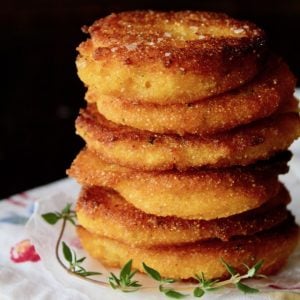 tall stack of hot water cornbread patties