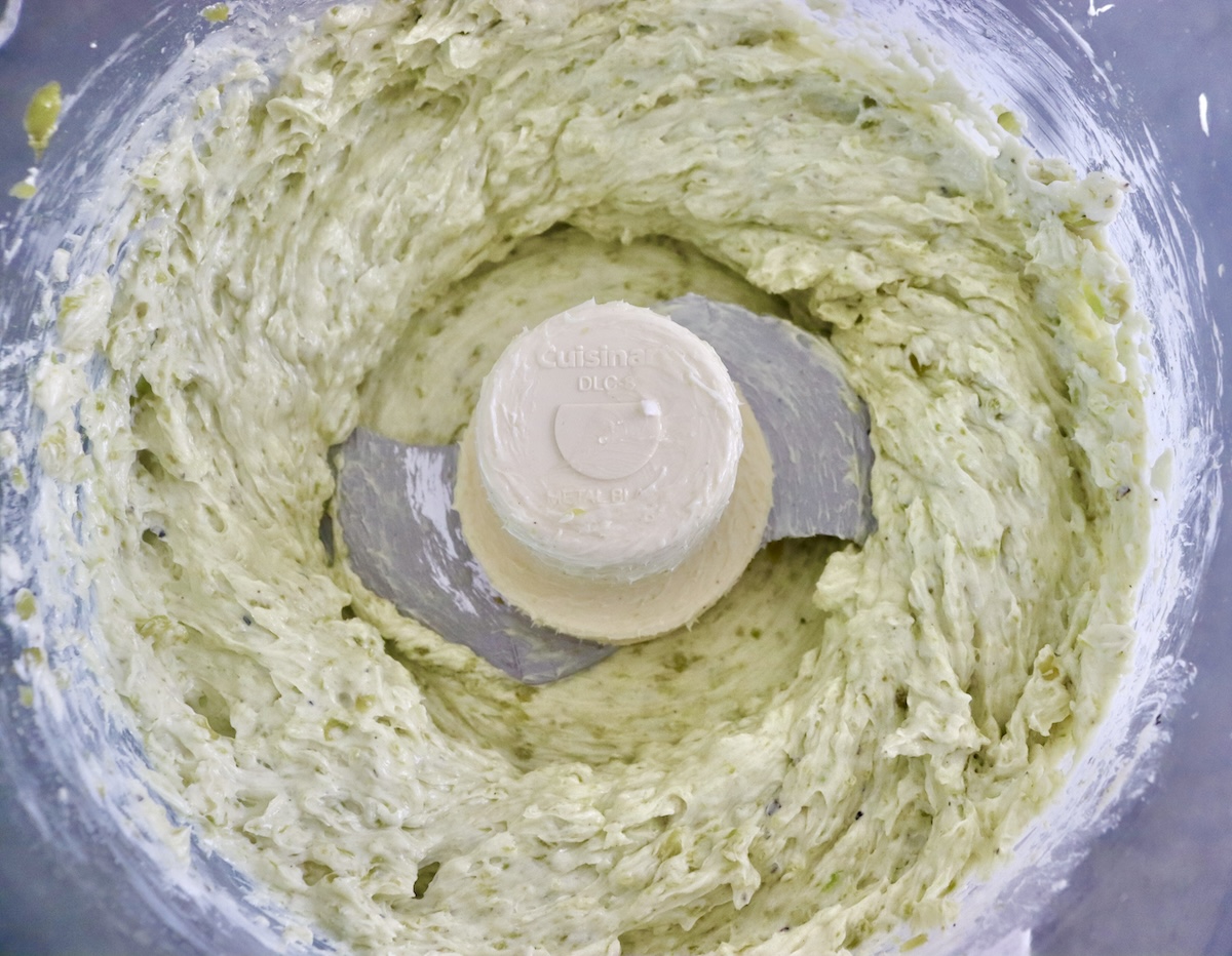 Smooth hatch chile butter in a food processor.