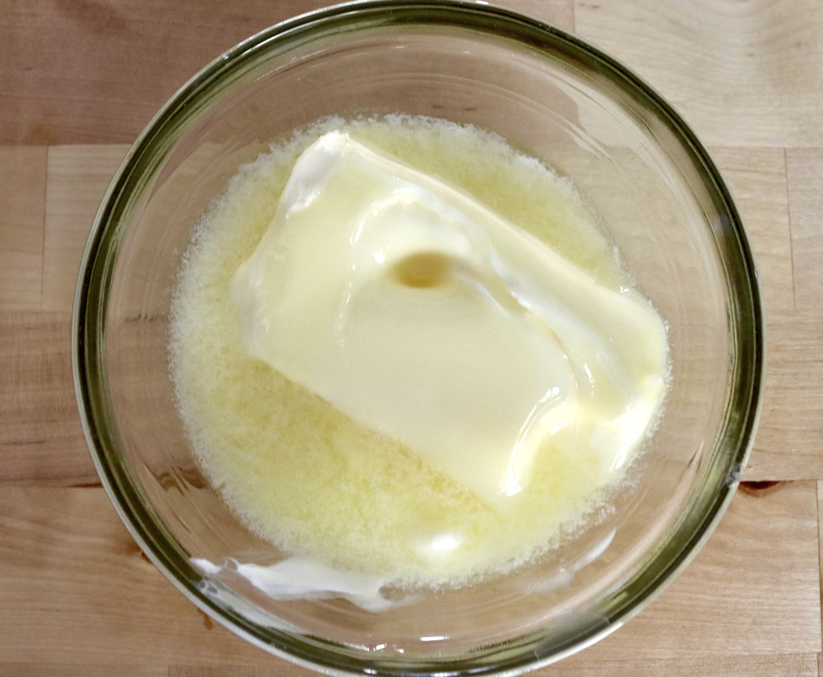 Cornbread-Cookies-Recipe Close up of a half-melted stick of butter.