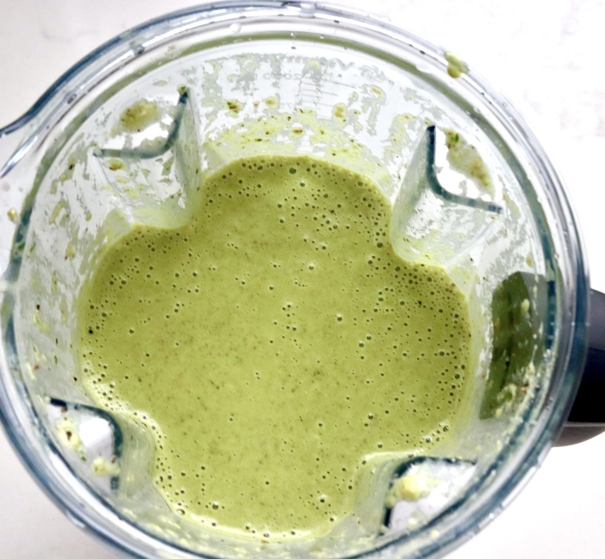 Pistachio-Soup-Recipe Smooth purée of pistachio soup in a blender.