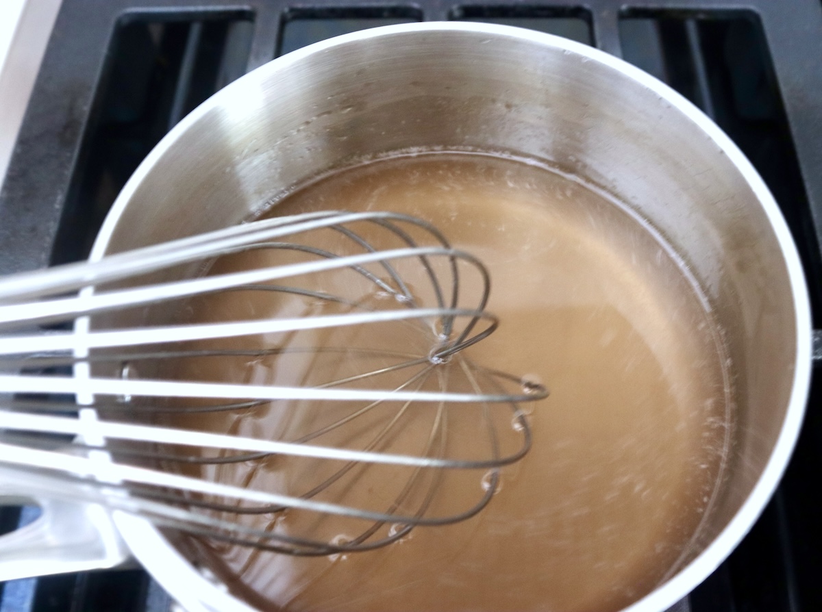 Prickly-Pear-Syrup Sugar and water in a small saucepan with a whisk.